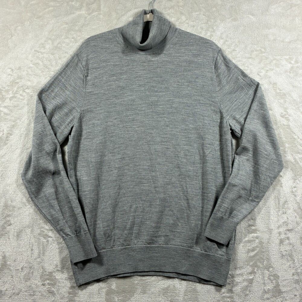 Uniqlo 100% Wool Turtleneck Sweater Heather Gray XL Men's Long Sleeve Pullover
